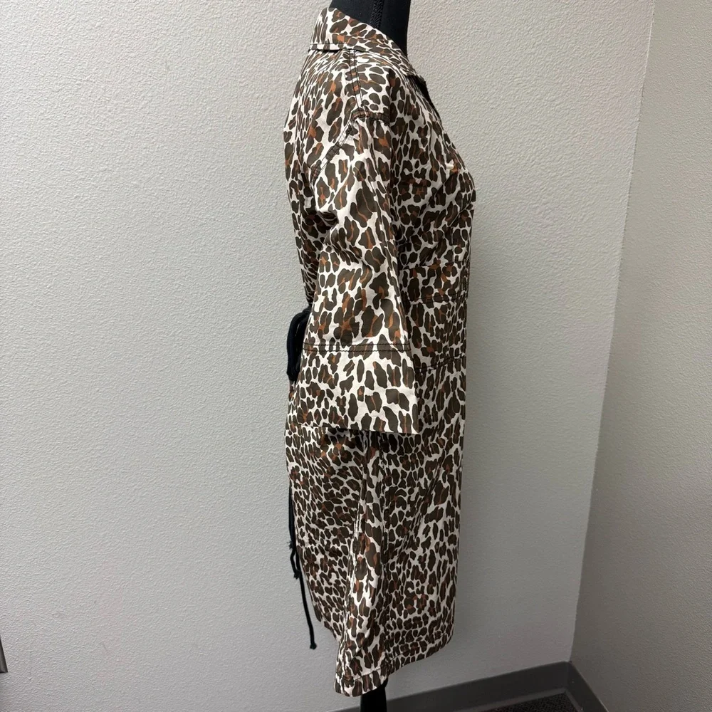 Tory Burch Leopard Print Shirt Dress Belted Cotton Safari Chic Size 8